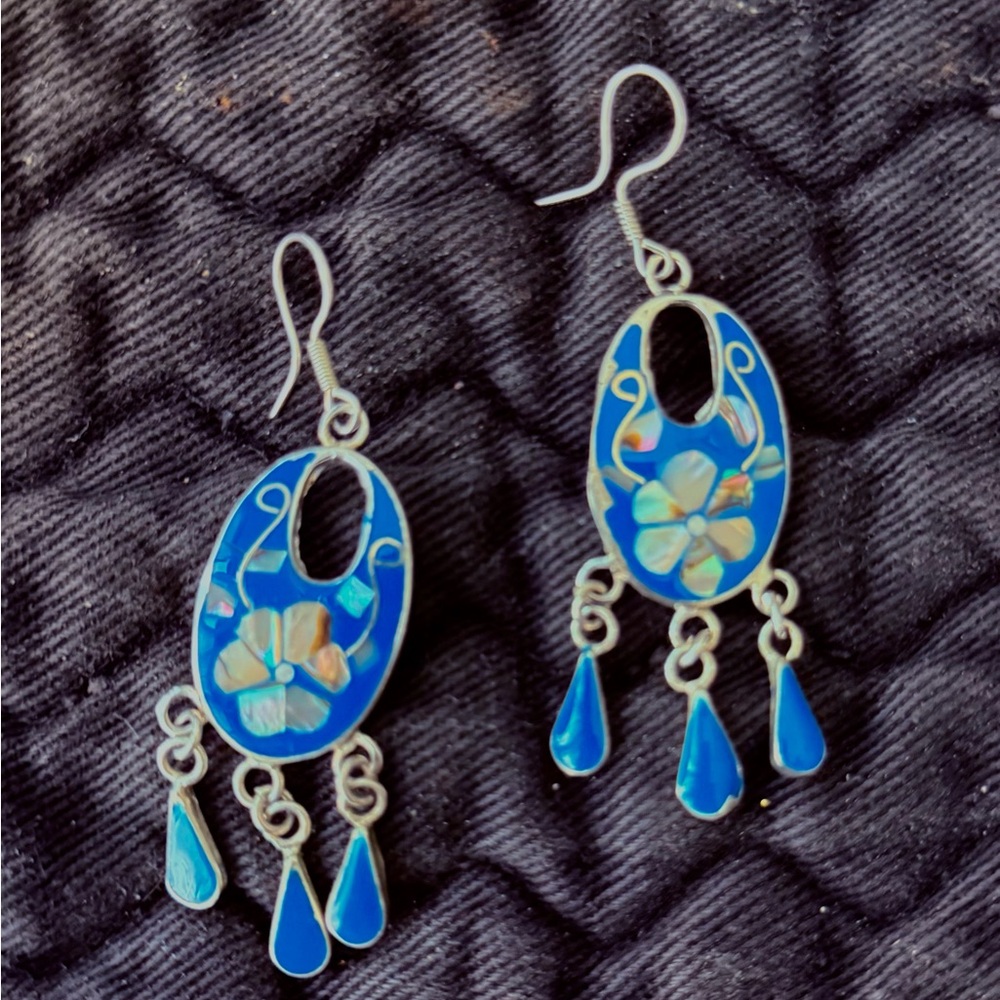 Alpaca Silver Dangle Earrings